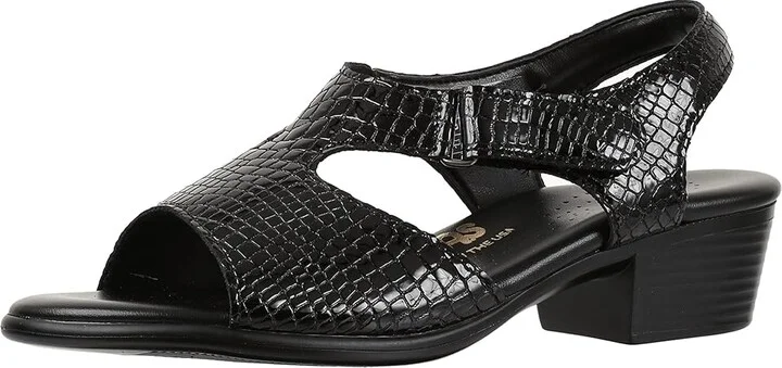SAS Suntimer Comfort Heeled Sandal Women's Shoes Black Croc : 6 S - Slim (AAA), Leather - Image 2