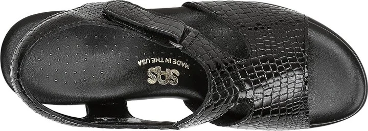 SAS Suntimer Comfort Heeled Sandal Women's Shoes Black Croc : 6 S - Slim (AAA), Leather - Image 3