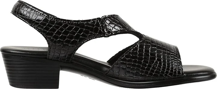 SAS Suntimer Comfort Heeled Sandal Women's Shoes Black Croc : 6 S - Slim (AAA), Leather - Image 8