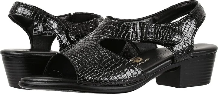 SAS Suntimer Comfort Heeled Sandal Women's Shoes Black Croc : 6 S - Slim (AAA), Leather