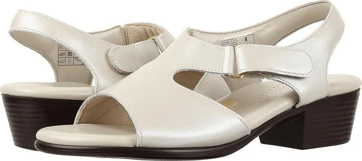SAS Suntimer Comfort Heeled Sandal Women's Shoes Pearl Bone : 7.5 S - Slim (AAA), Leather