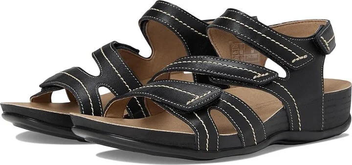 SAS Swerve Adjustable Comfort Sandals Women's Dress Sandals Black : 6.5 W - Wide (C), Leather