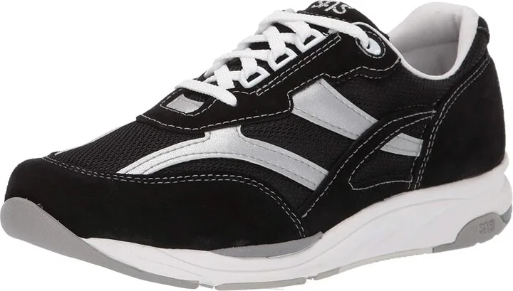 SAS Tour Mesh Comfort Walking Sneaker Women's Shoes Black/Silver : 7 M - Medium (B), Textile/Suede - Image 2