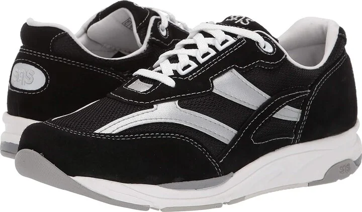 SAS Tour Mesh Comfort Walking Sneaker Women's Shoes Black/Silver : 7 M - Medium (B), Textile/Suede
