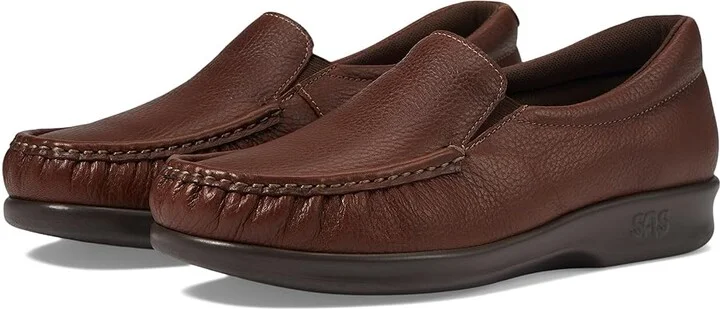 SAS Twin Slip On Comfort Loafer Women's Shoes Mulch : 6 M - Medium (B), Leather
