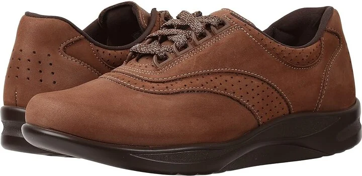 SAS Walk Easy Comfort Walking Shoe Women's Shoes Chocolate Nubuck : 6 M - Medium (B), Leather