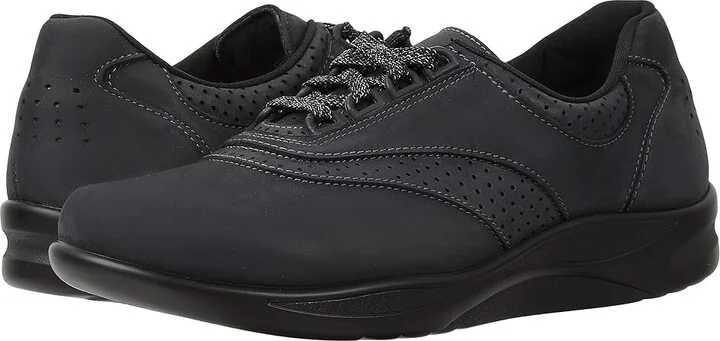 SAS Walk Easy Comfort Walking Shoe Women's Shoes Nero/Charcoal Nubuck : 6 N - Narrow (AA), Leather