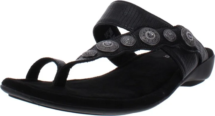 Sasha Womens Slip On Embellished Slide Sandals