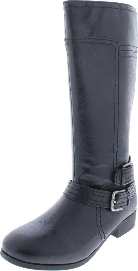 Sassy Tran 2 Womens Faux Leather Stacked Mid-Calf Boots