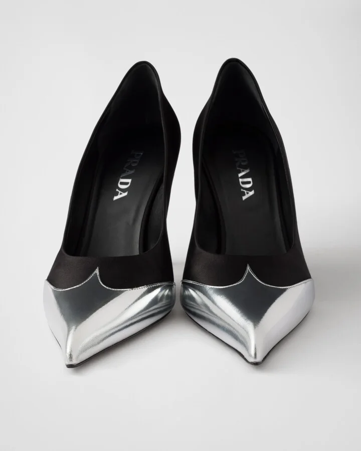 Satin and metallic leather pumps - Image 6