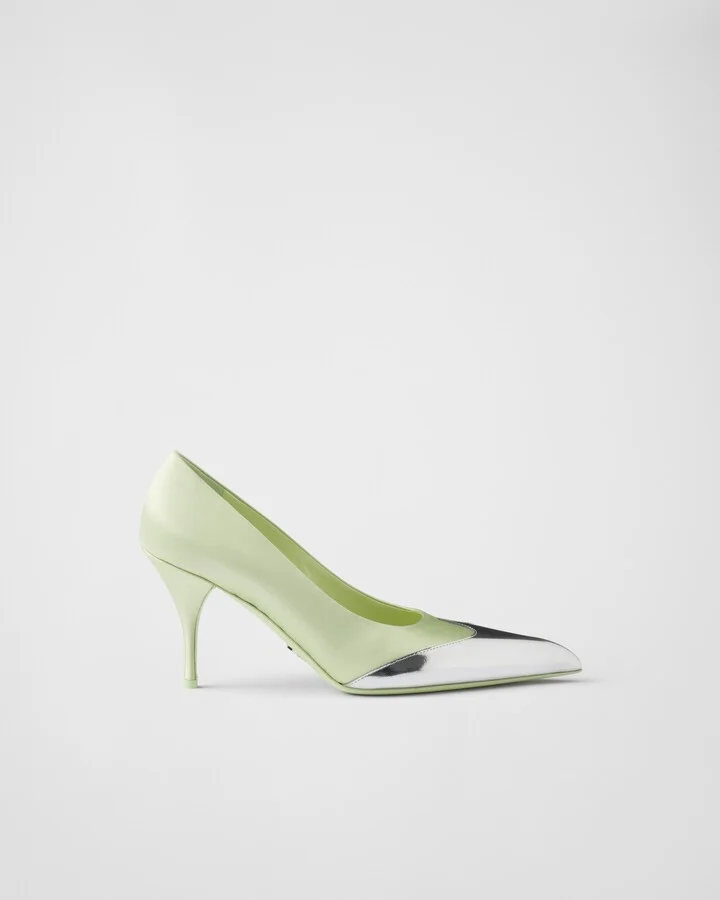 Satin and metallic leather pumps - Image 2
