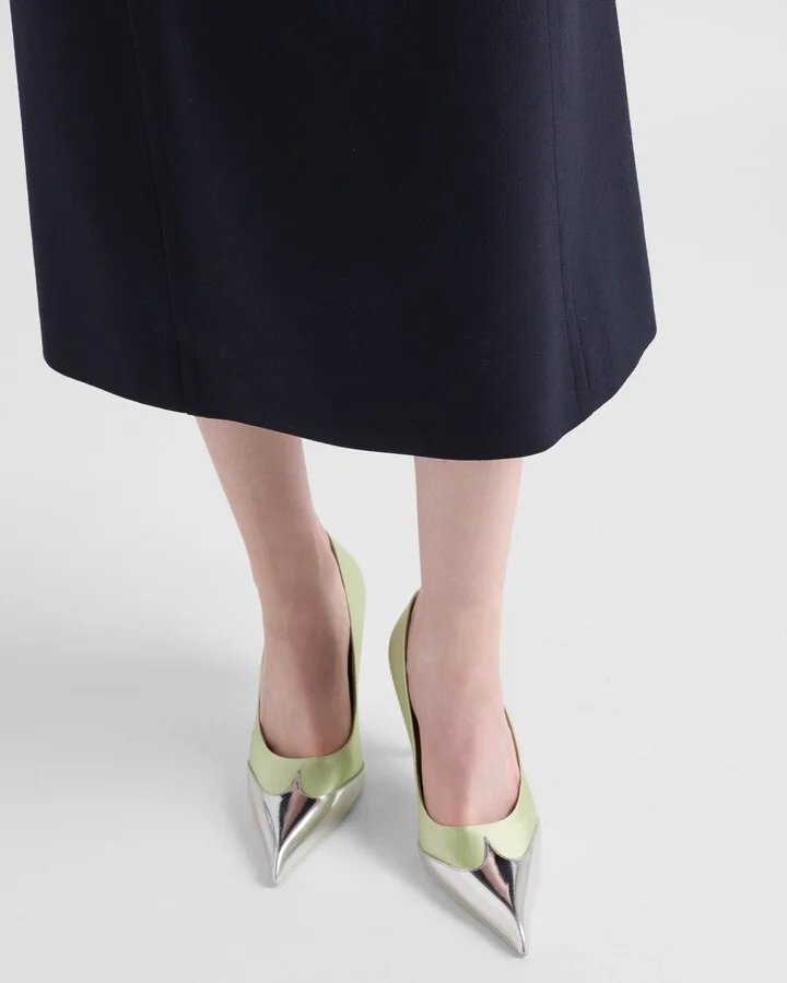 Satin and metallic leather pumps - Image 3