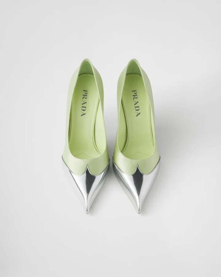 Satin and metallic leather pumps - Image 4