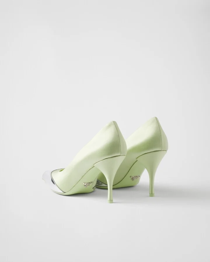 Satin and metallic leather pumps - Image 5