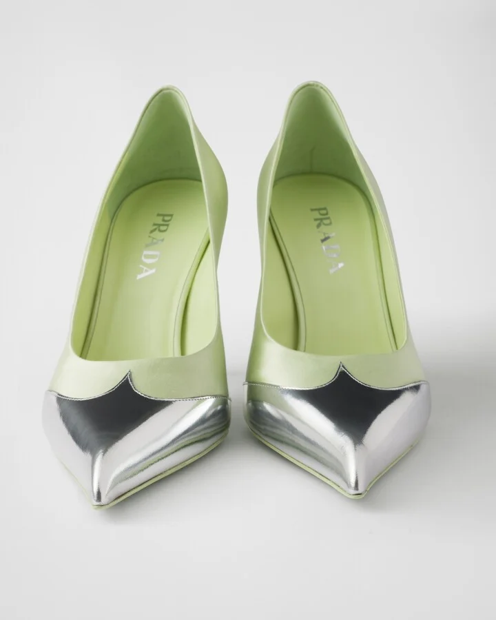 Satin and metallic leather pumps - Image 6
