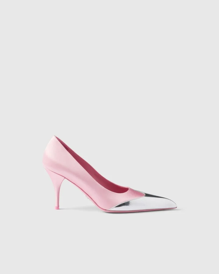 Satin and metallic leather pumps - Image 2