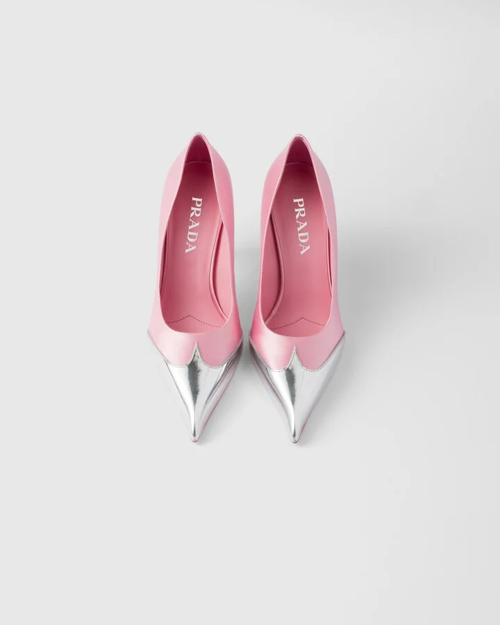 Satin and metallic leather pumps - Image 3
