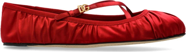 Satin Ballet Flats, , - Red