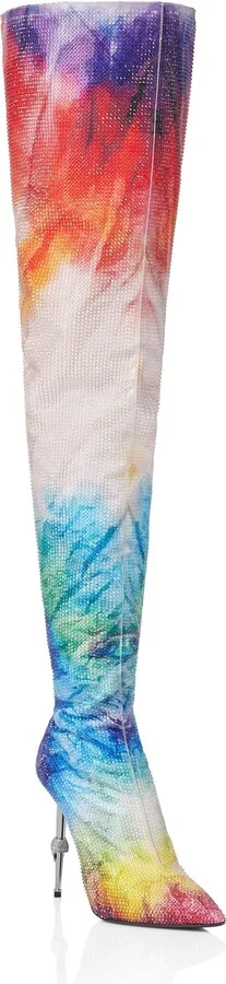 Satin Boots Hi-Heels Overknees Tie dye