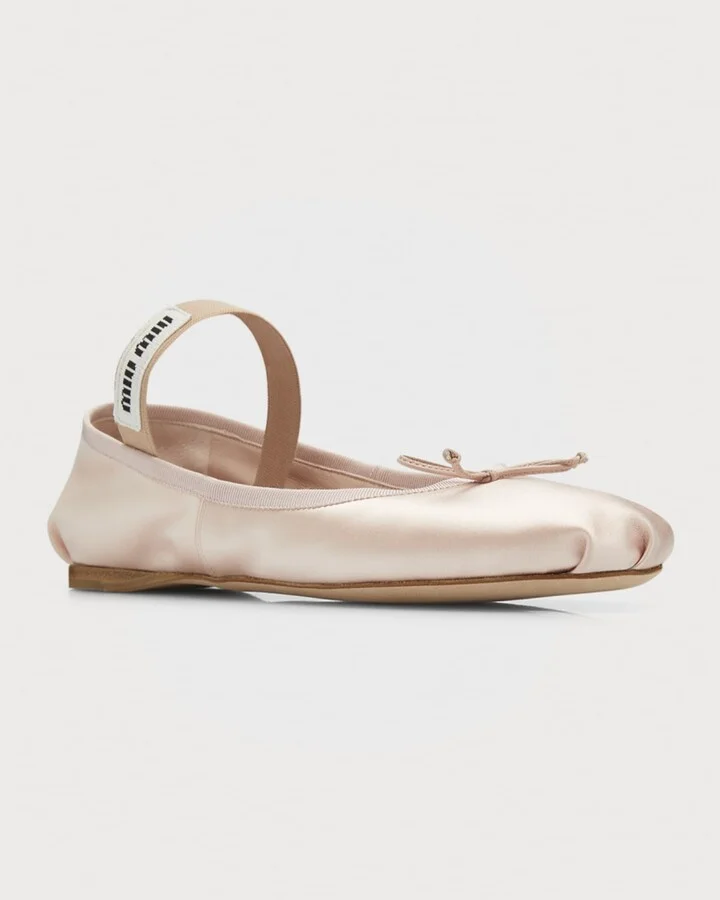 Satin Bow Ballerina Flats - Image 2