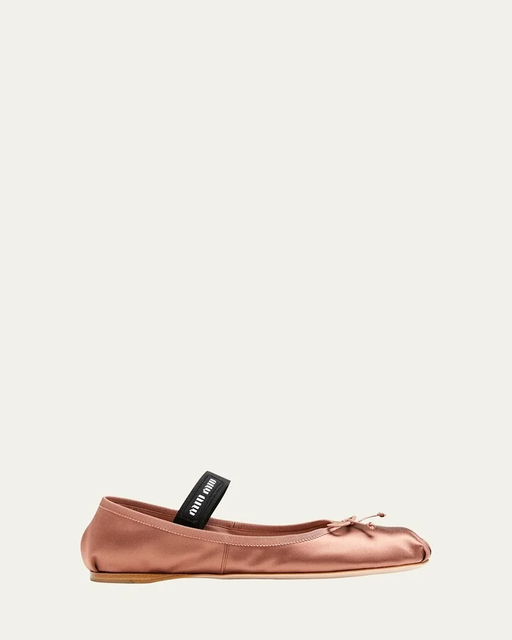 Satin Bow Ballerina Flats