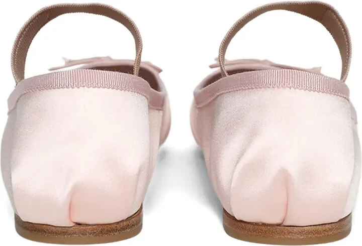 Satin Bow-Embellished Ballet Flats - Image 4