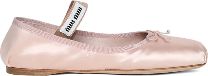 Satin Bow-Embellished Ballet Flats