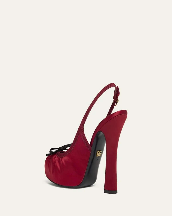 Satin Bow Slingback Ballerina Pumps - Image 4