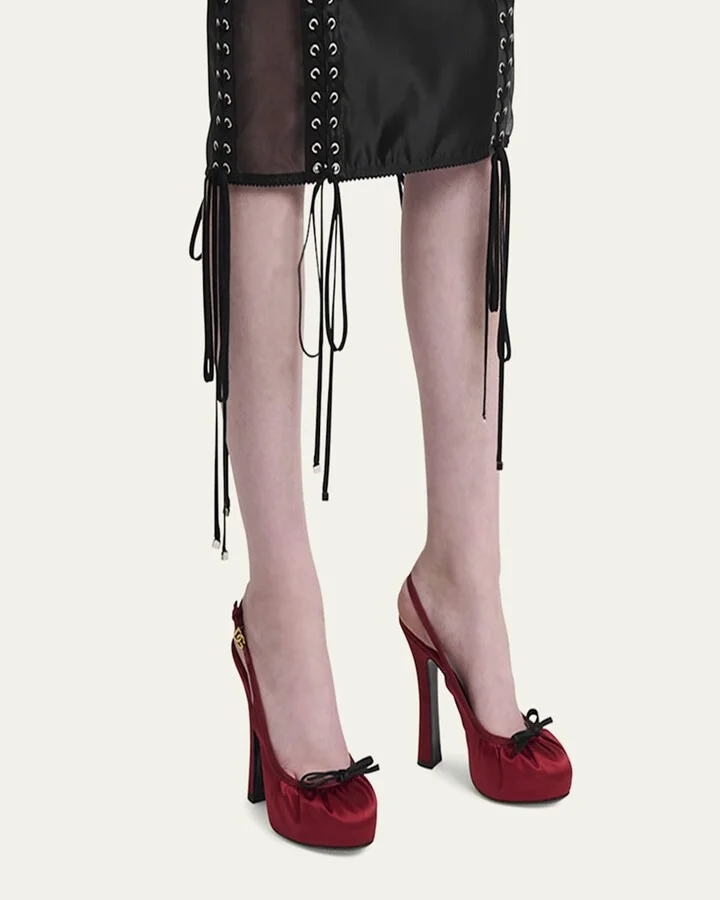 Satin Bow Slingback Ballerina Pumps - Image 6