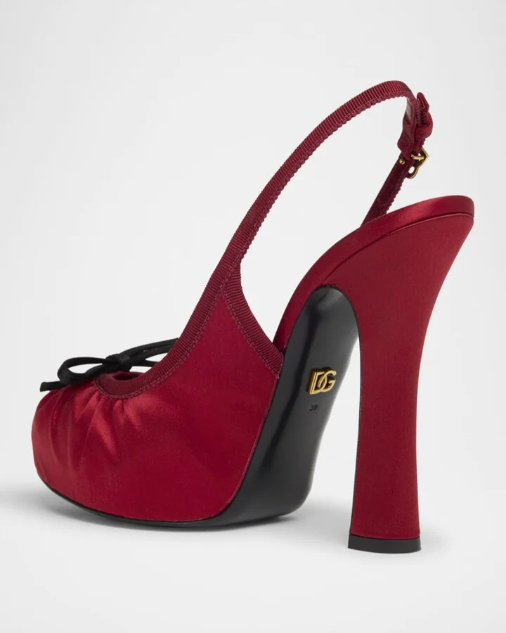 Satin Bow Slingback Ballerina Pumps - Image 2