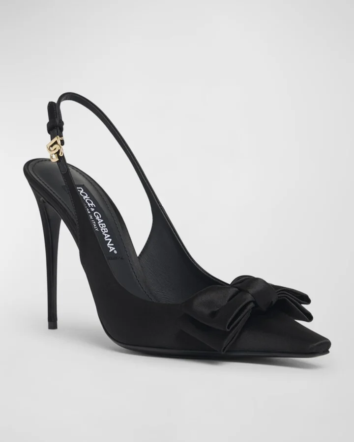 Satin Bow Slingback Pumps - Image 6
