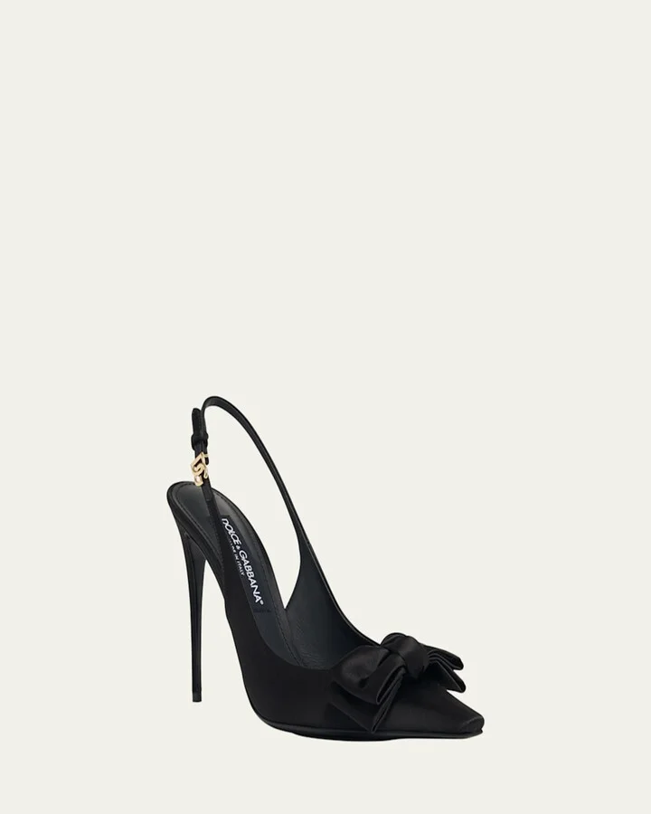 Satin Bow Slingback Pumps - Image 4