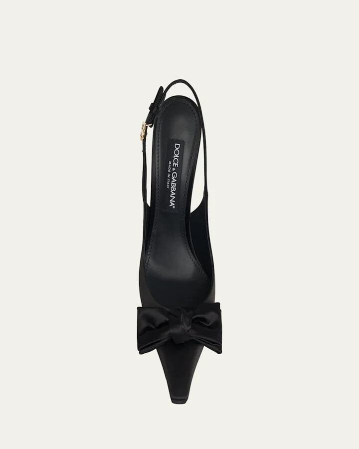 Satin Bow Slingback Pumps - Image 8