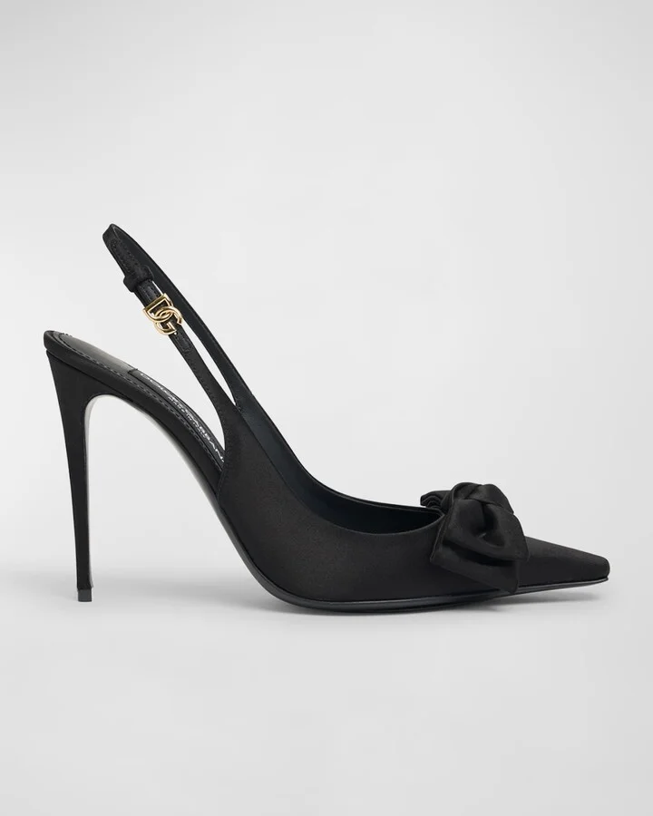 Satin Bow Slingback Pumps