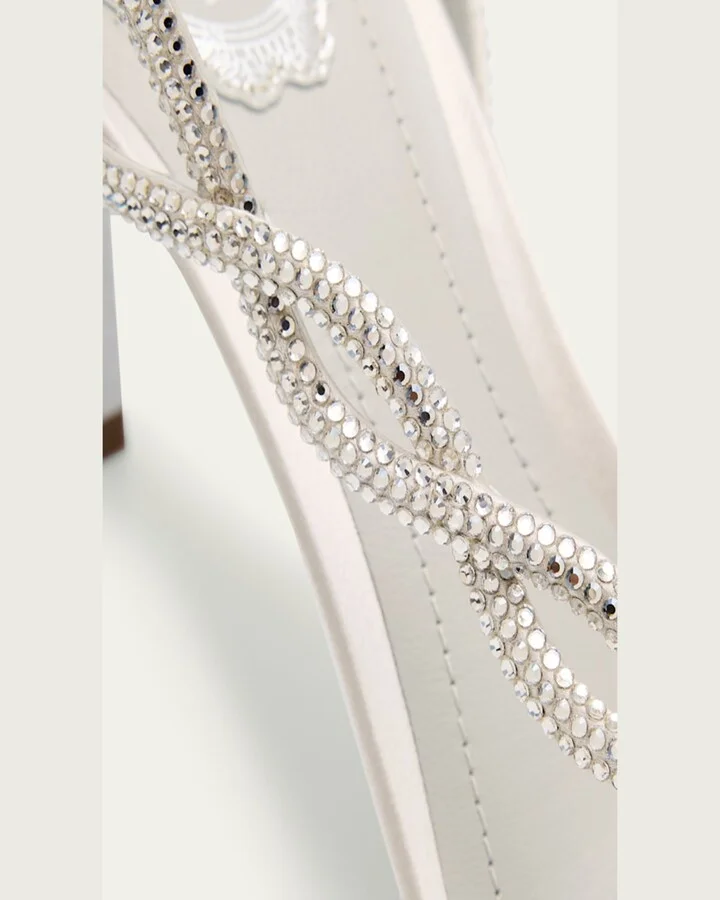Satin Braided-Strap Sandals with Strass Detailing - Image 2