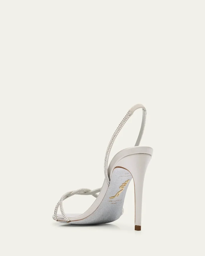 Satin Braided-Strap Sandals with Strass Detailing - Image 3