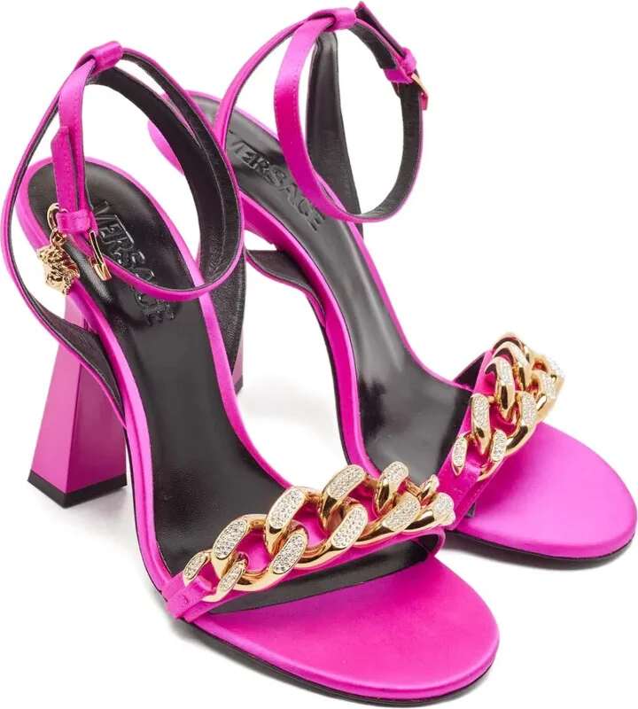Satin Chain Heeled Sandals - Image 2