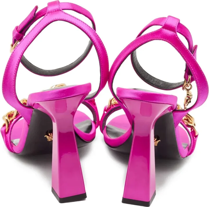 Satin Chain Heeled Sandals - Image 3