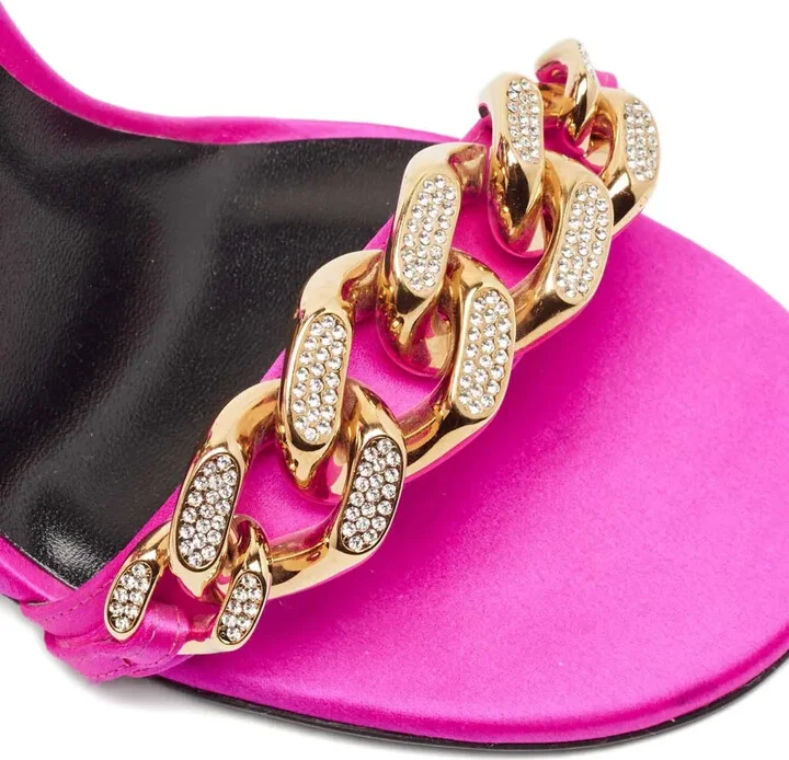 Satin Chain Heeled Sandals - Image 5