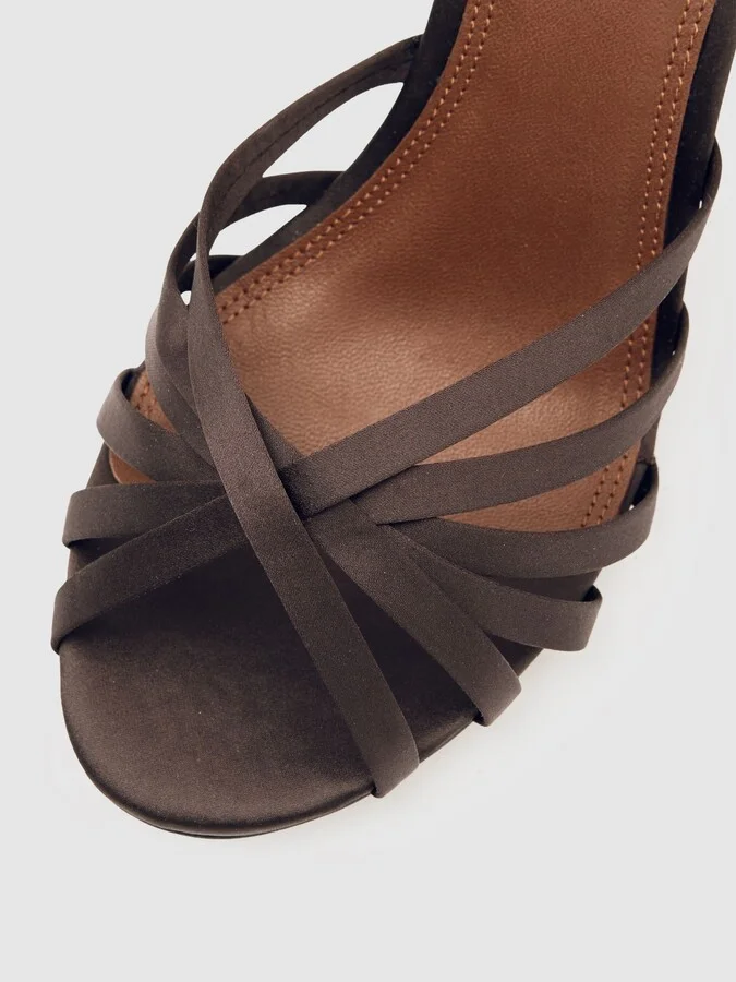 Satin Cross-strap Heeled Sandals - Image 5