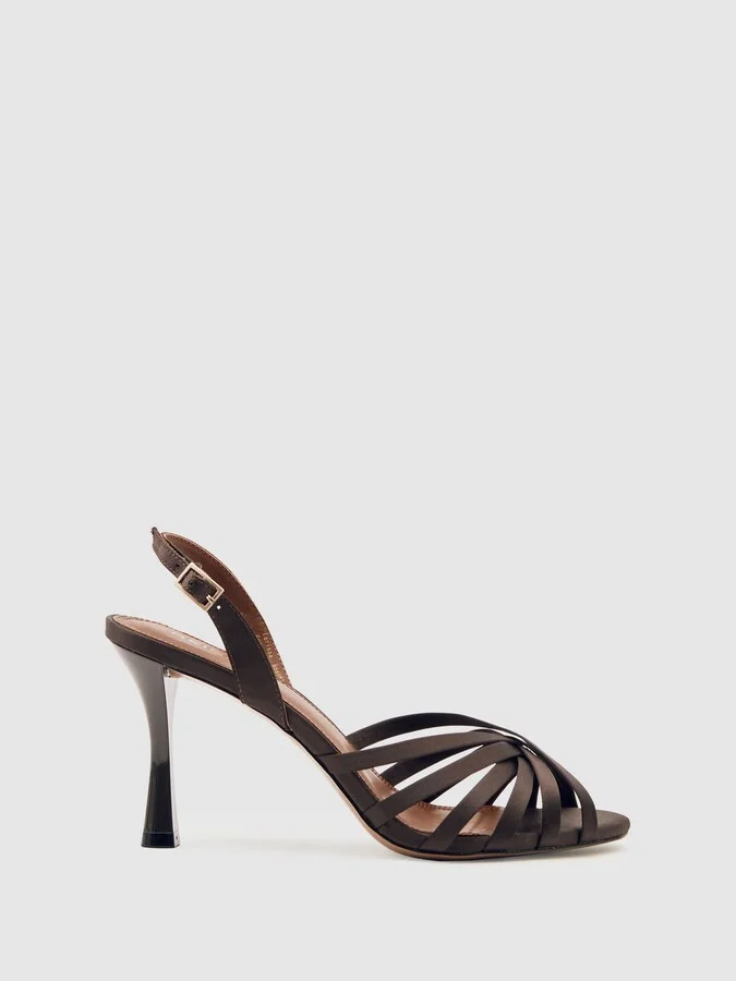 Satin Cross-strap Heeled Sandals