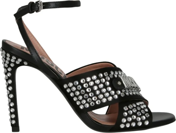 Satin Crystal Embellished Heel Sandals