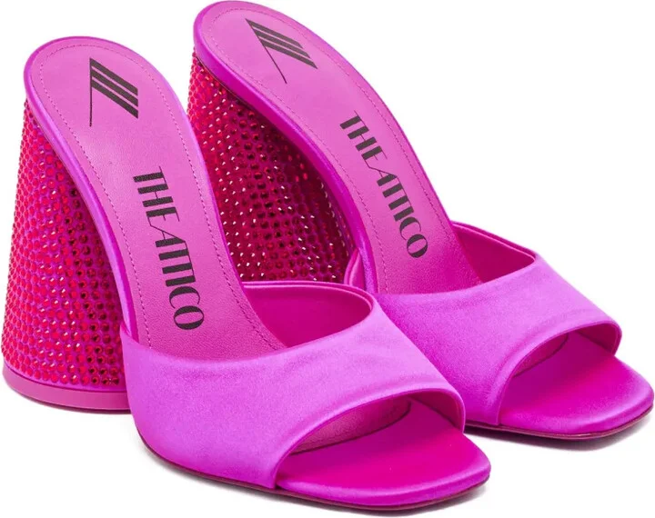 Satin Crystal Heeled Mules - Image 2