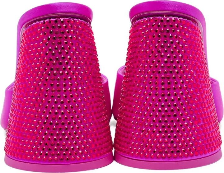 Satin Crystal Heeled Mules - Image 3
