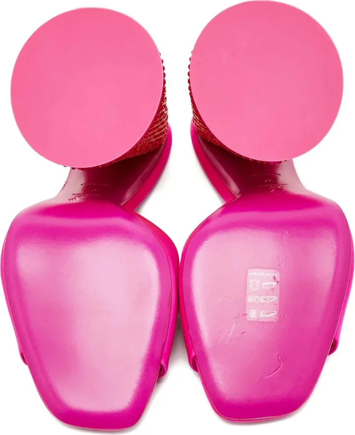 Satin Crystal Heeled Mules - Image 4