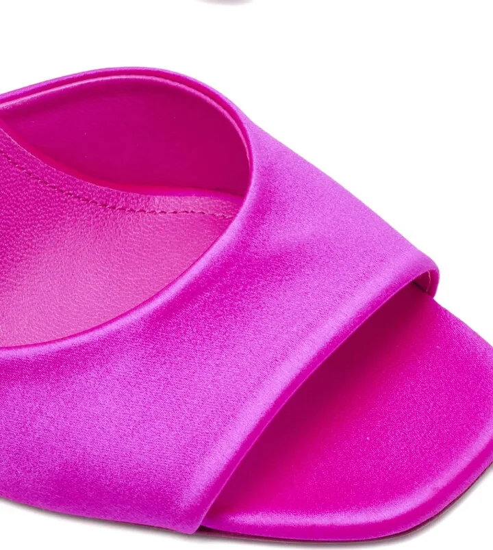 Satin Crystal Heeled Mules - Image 5