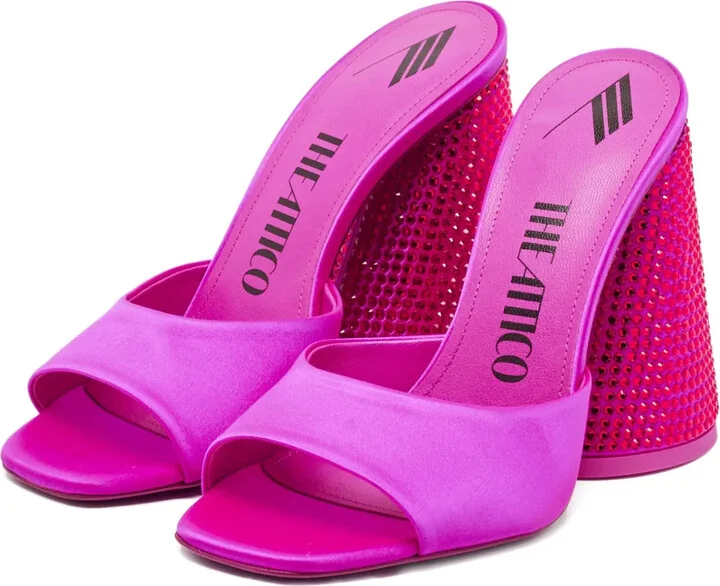 Satin Crystal Heeled Mules