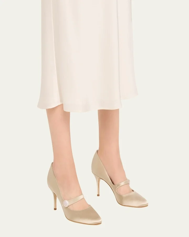 Satin Crystal Mary Jane Pumps - Image 6