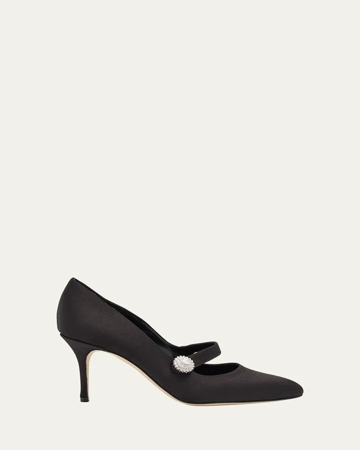 Satin Crystal Mary Jane Pumps