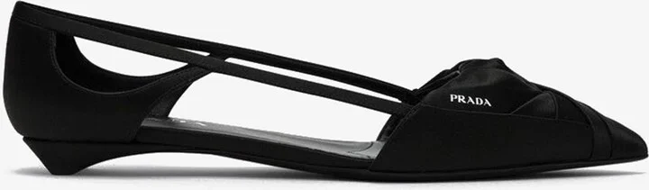 Satin Cut-Out Pointed-Toe Flats